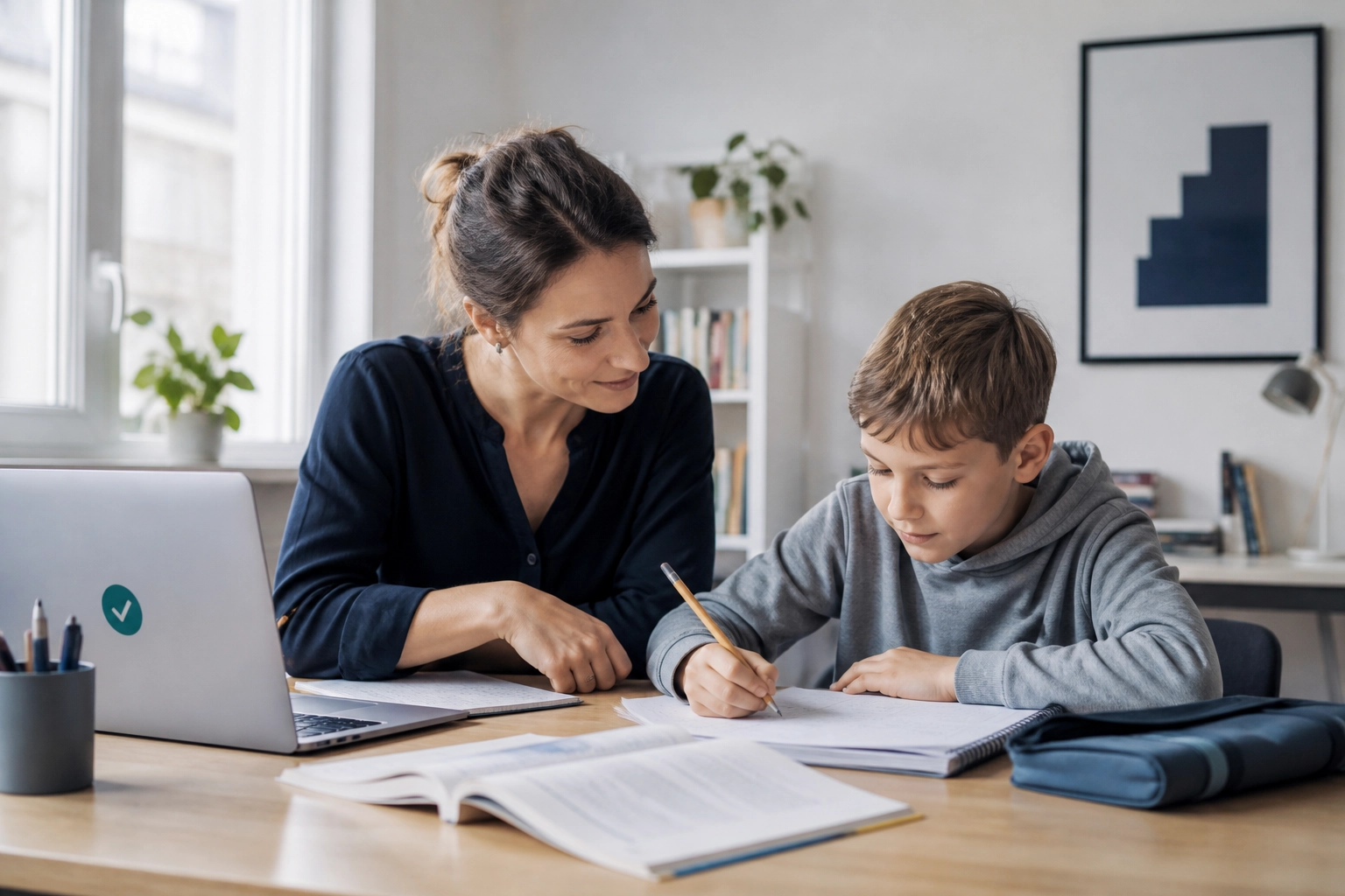 Professional header image for educational tutorial: Nachhilfe in der Grundschule: Fördern oder abwarten?