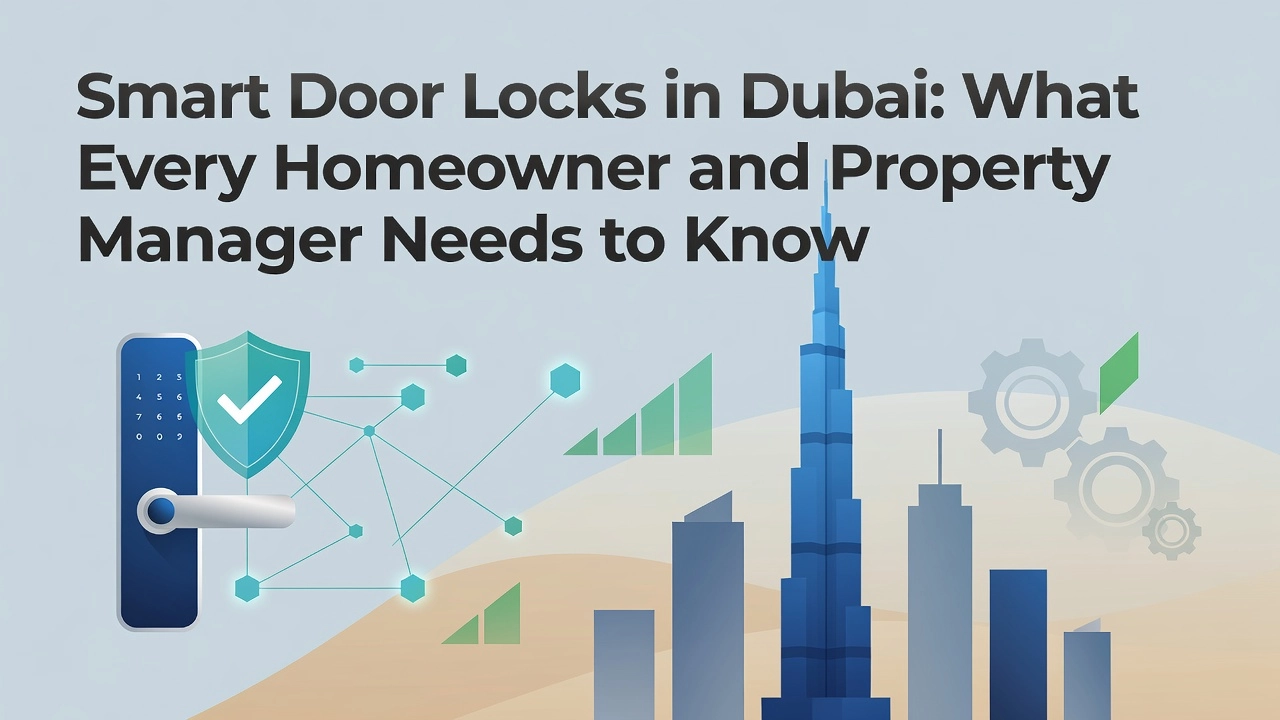 Professional header image for list-based article: Smart Door Locks in Dubai: What Every Homeowner and Prope...