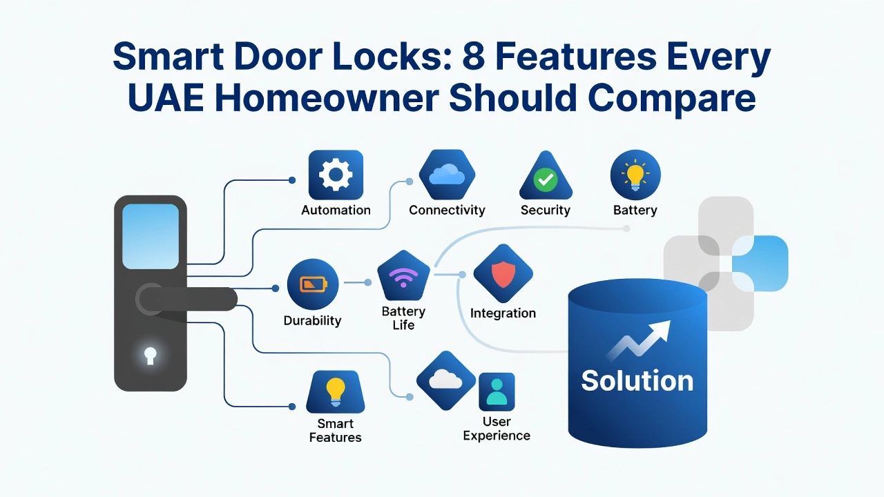 Professional header image for list-based article: Smart Door Locks: 8 Features Every UAE Homeowner Should C...