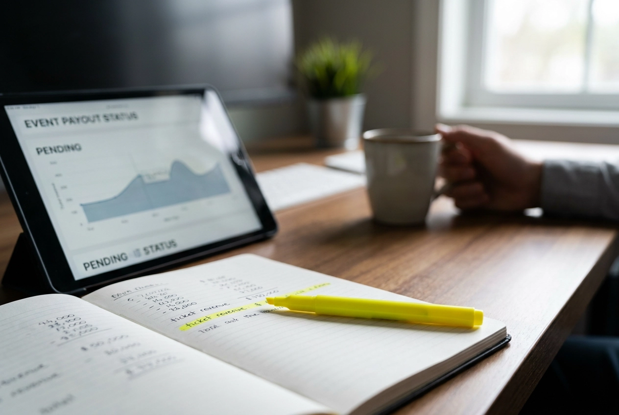 Professional header image for educational tutorial: Uitbetaling na je evenement: wanneer staat het geld op je...