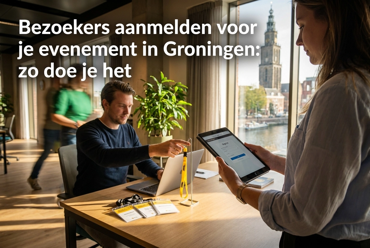 Professional header image for step-by-step guide: Bezoekers aanmelden voor je evenement in Groningen: zo do...