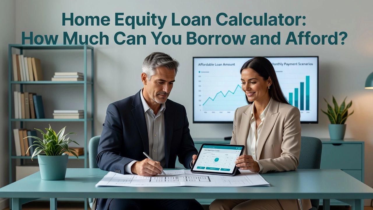 Professional header image for educational tutorial: Home Equity Loan Calculator: How Much Can You Borrow and ...