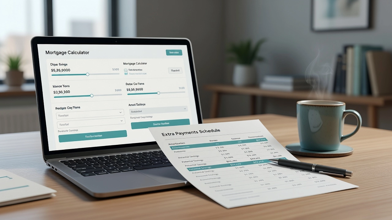 Professional header image for educational tutorial: Mortgage Calculator with Extra Payments: How Much Could Y...