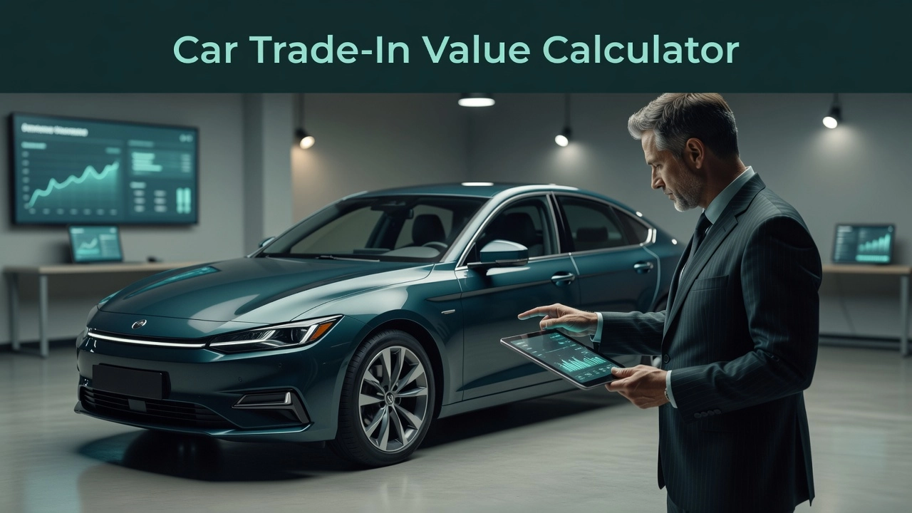 Professional header image for educational tutorial: Car Trade-In Value Calculator: What Your Car Is Really Worth