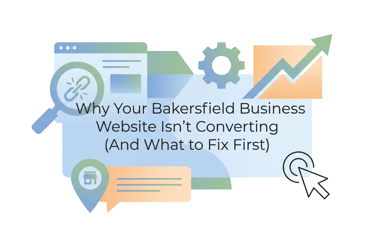 Professional header image for list-based article: Why Your Bakersfield Business Website Isn't Converting (A...