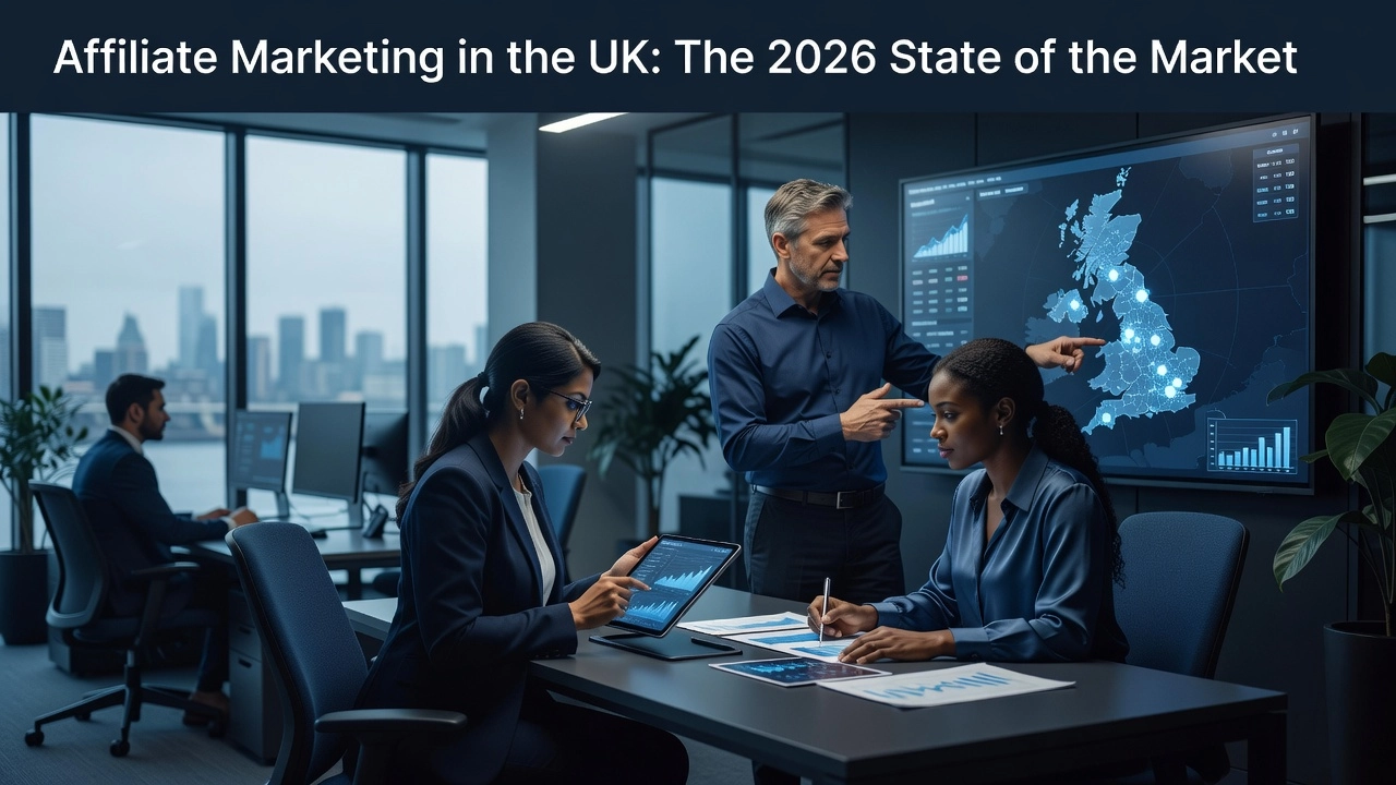 Professional header image for industry analysis: Affiliate Marketing in the UK: The 2026 State of the Market