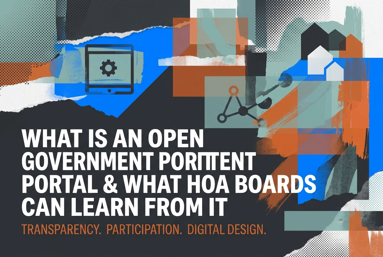 Professional header image for industry analysis: What Is an Open Government Portal and What HOA Boards Can...