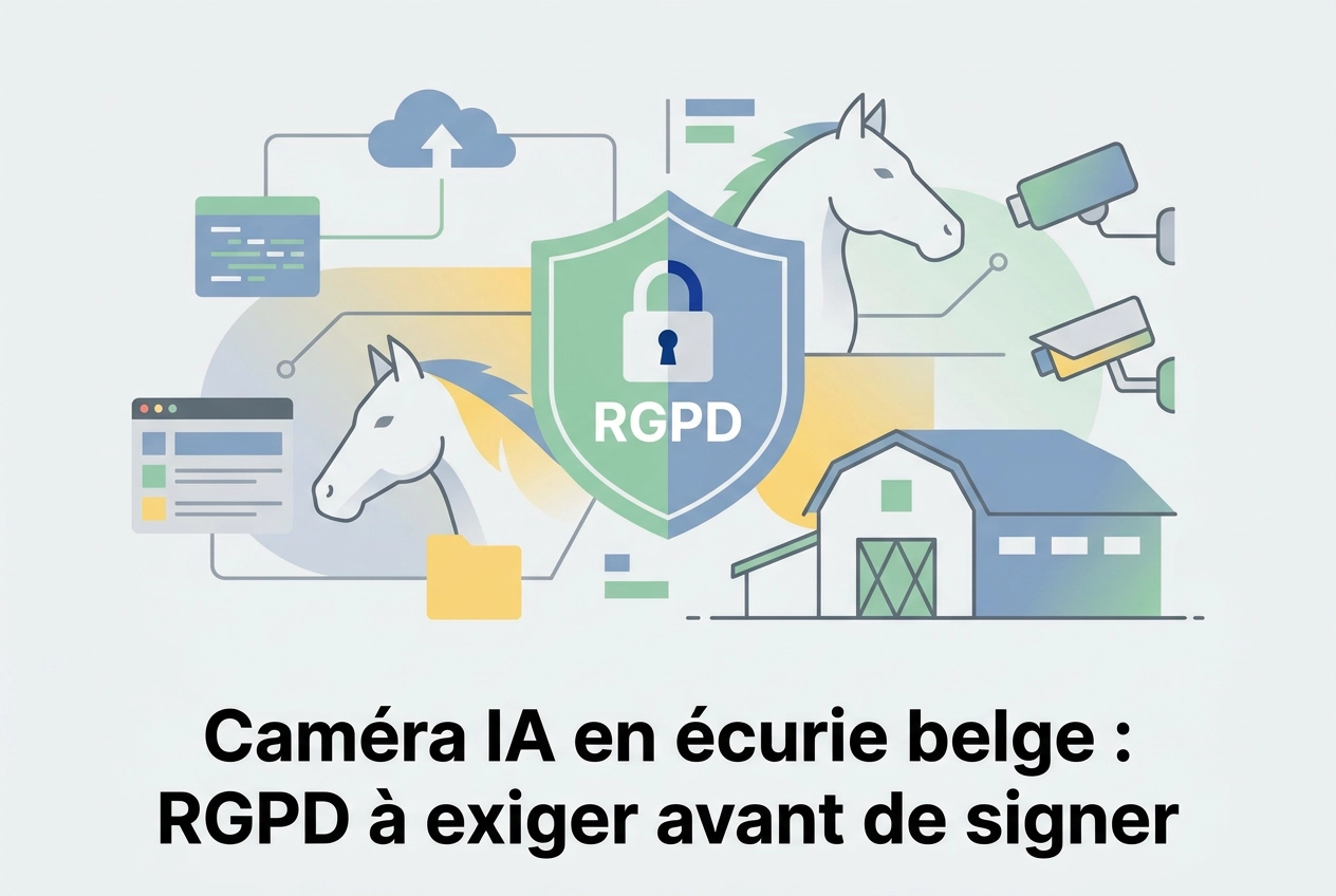 Caméra IA en écurie belge : RGPD à exiger avant de signer