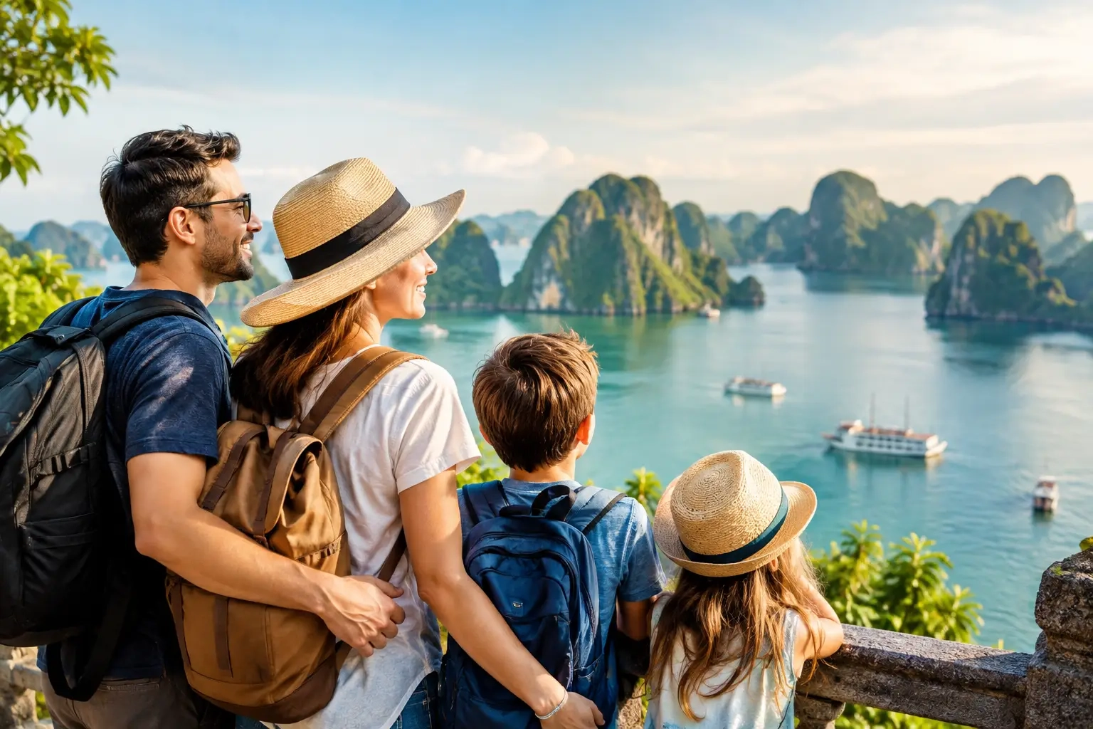 A family travelling together in Vietnam