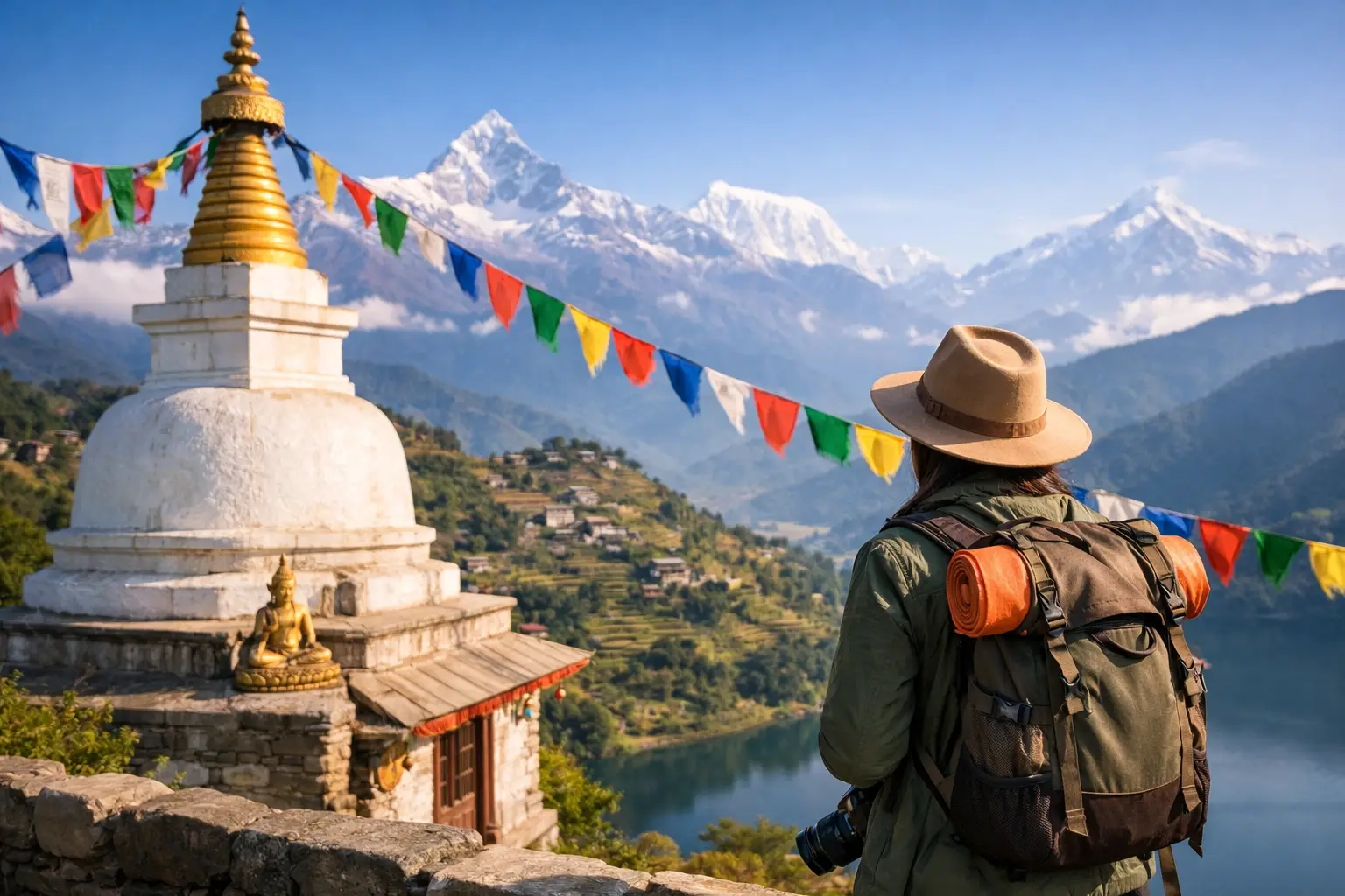 Himalayan peaks above the Kathmandu Valley, Nepal