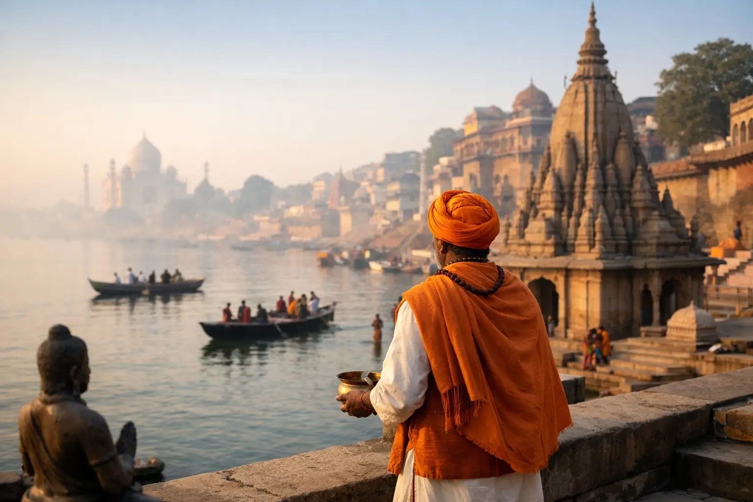 Pilgrims and temple architecture on a sacred route through India