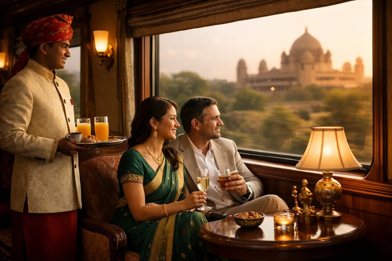 The Maharaja Express luxury train travelling through northern India