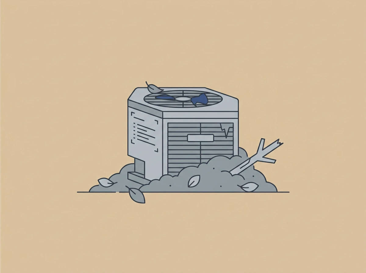 Blocked or Damaged Outdoor Condenser Unit Blocked or Damaged Outdoor Condenser Unit