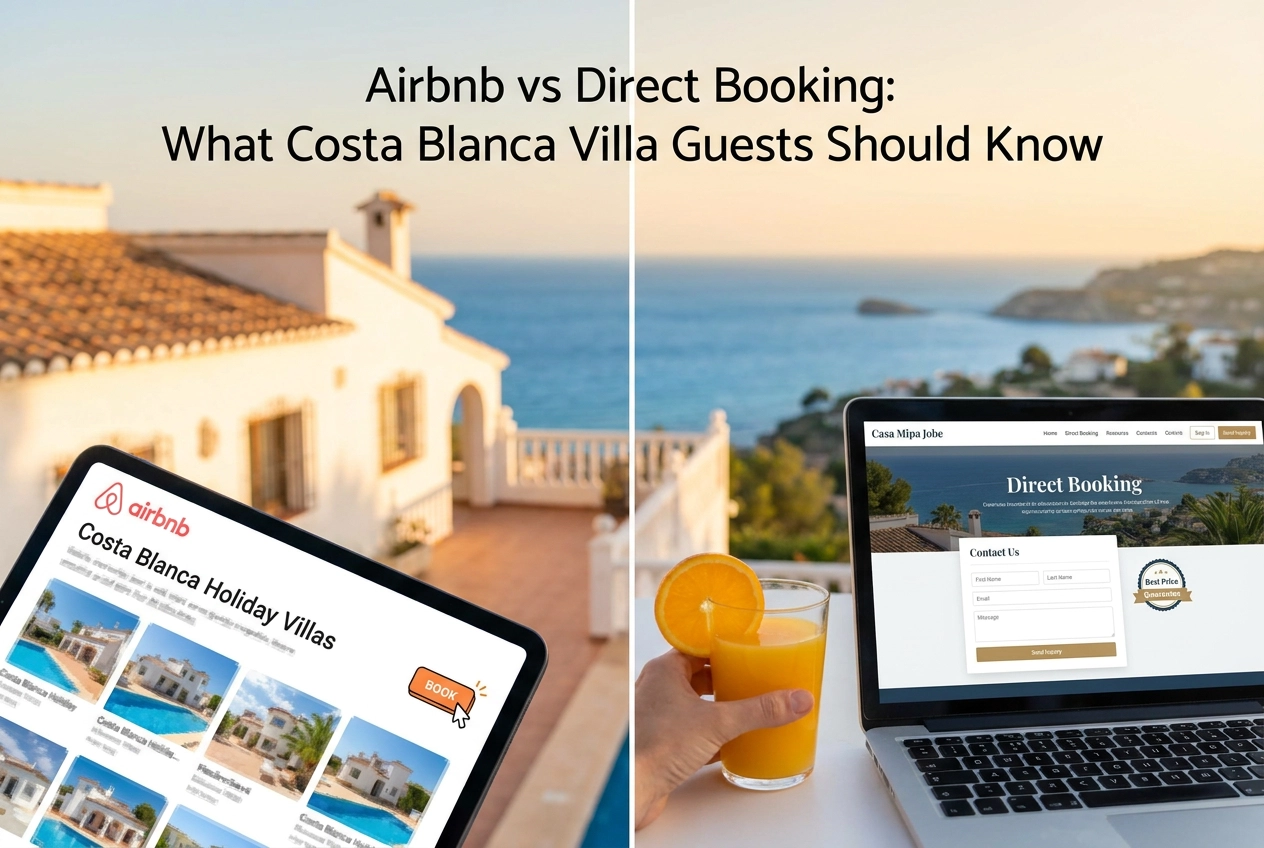 Professional header image for comparison analysis: Airbnb vs Direct Booking: What Costa Blanca Villa Guests ...