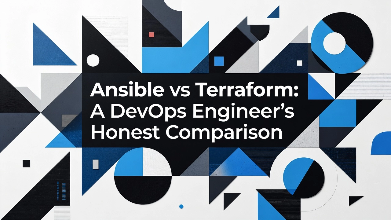 Professional header image for comparison analysis: Ansible vs Terraform: A DevOps Engineer's Honest Comparison