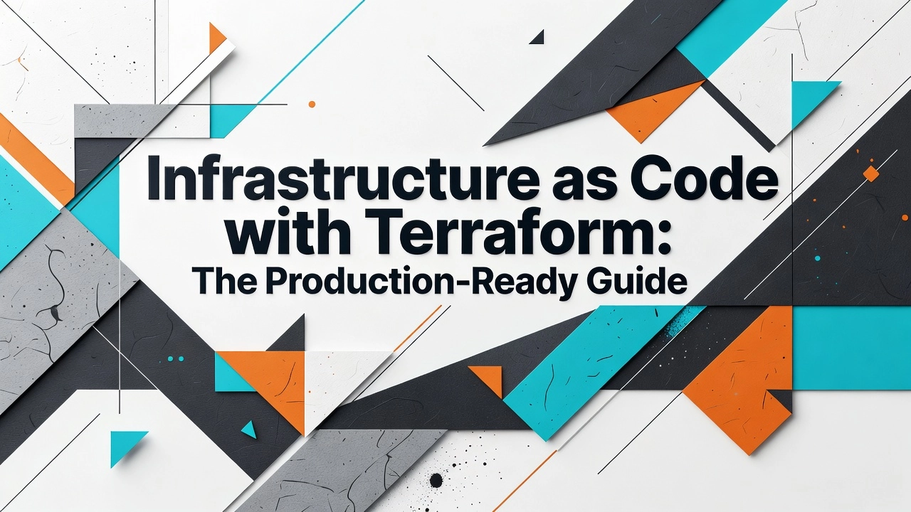 Professional header image for educational tutorial: Infrastructure as Code with Terraform: The Production-Rea...