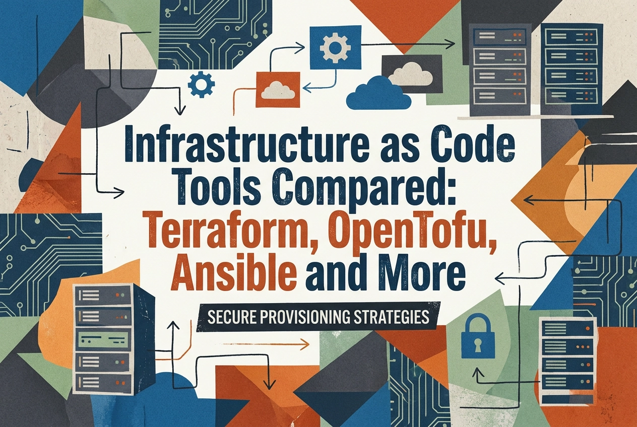 Professional header image for comparison analysis: Infrastructure as Code Tools Compared: Terraform, OpenTof...