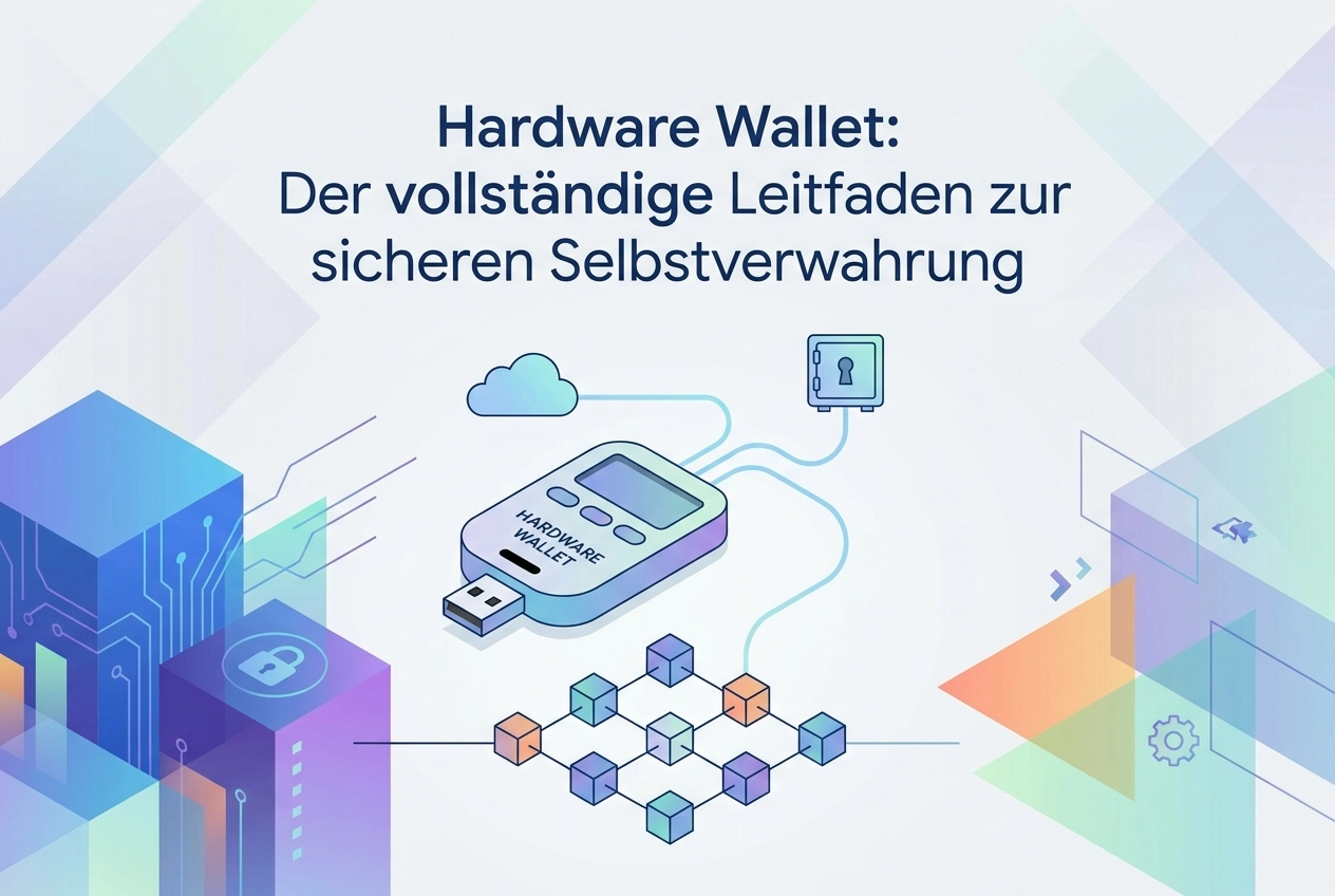 Professional header image for educational tutorial: Hardware Wallet: Der vollständige Leitfaden zur sicheren ...