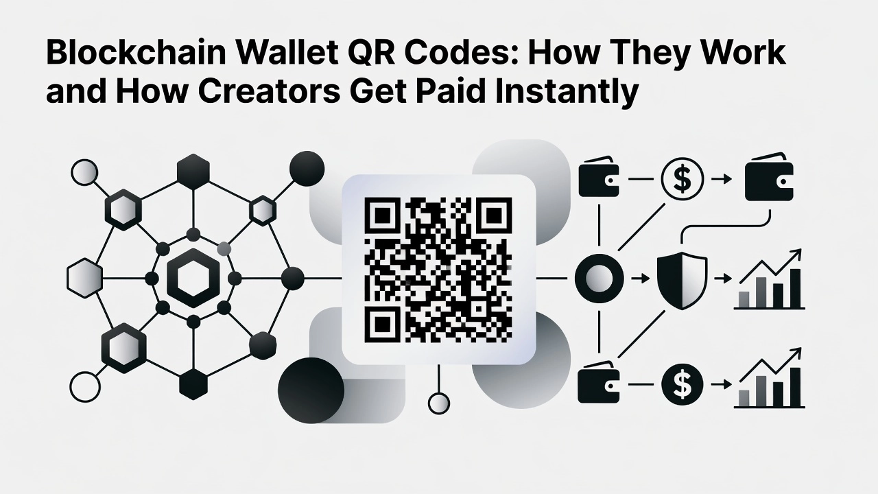 Professional header image for educational tutorial: Blockchain Wallet QR Codes: How They Work and How Creator...