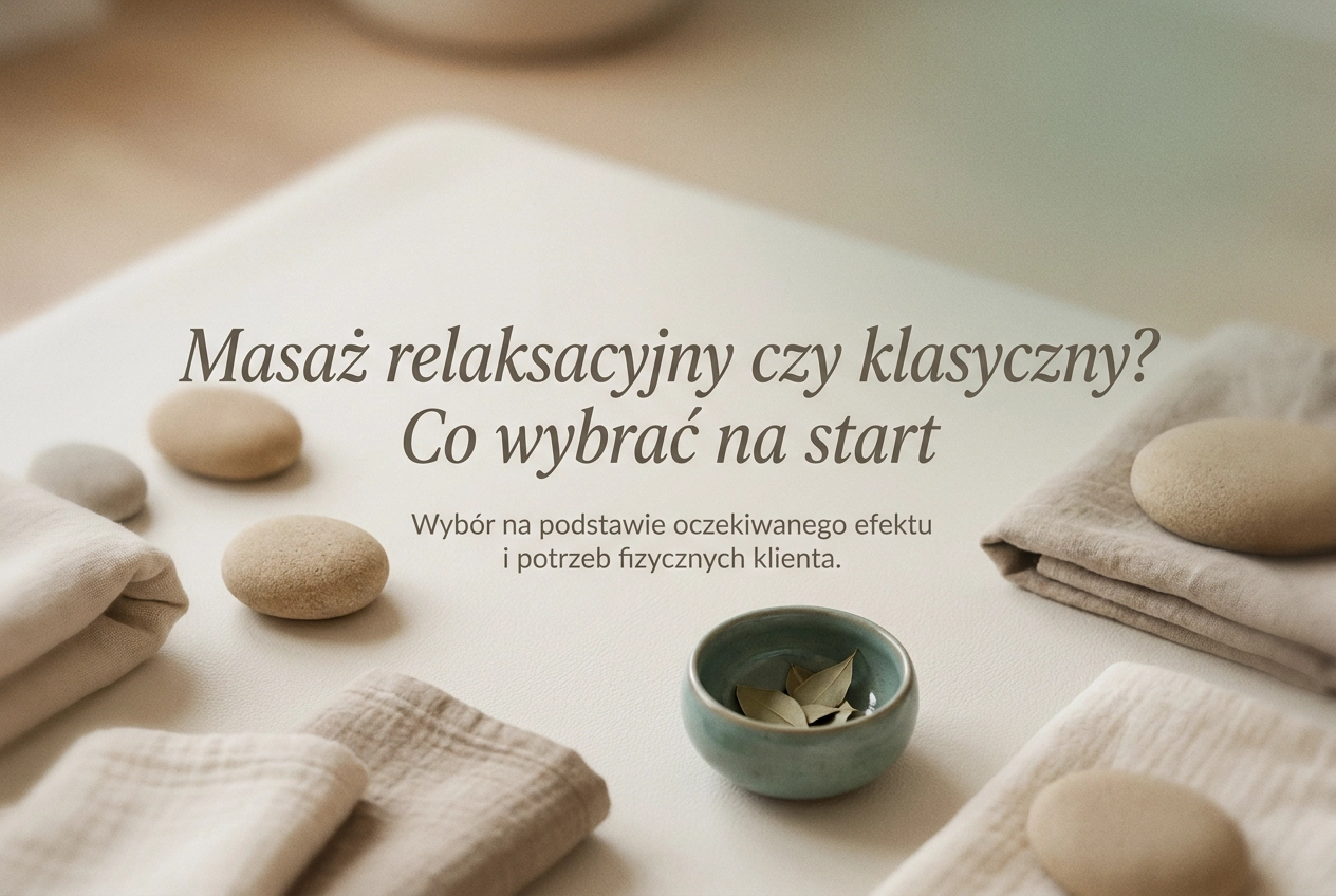 Professional header image for comparison analysis: Masaż relaksacyjny czy klasyczny? Co wybrać na start