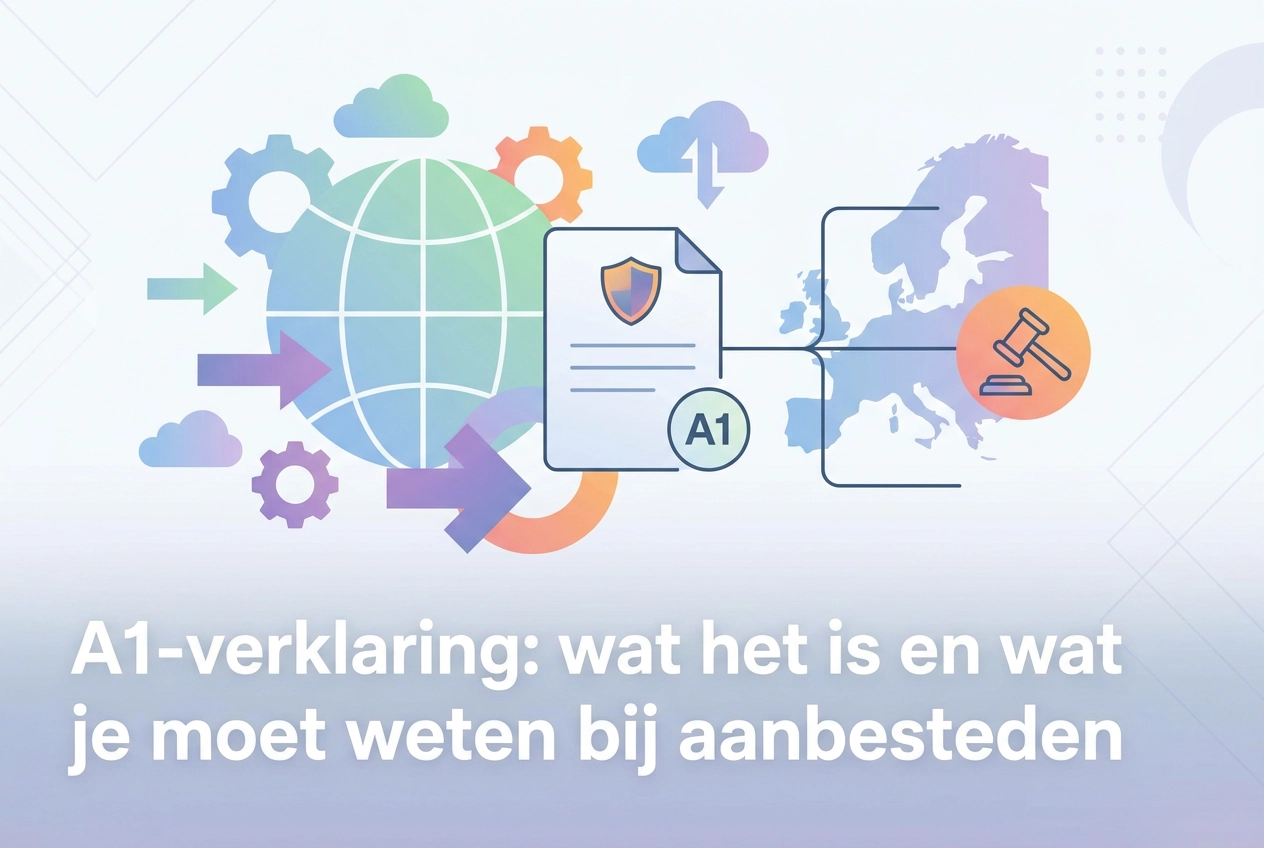 Professional header image for educational tutorial: A1-verklaring: wat het is en wat je moet weten bij aanbes...
