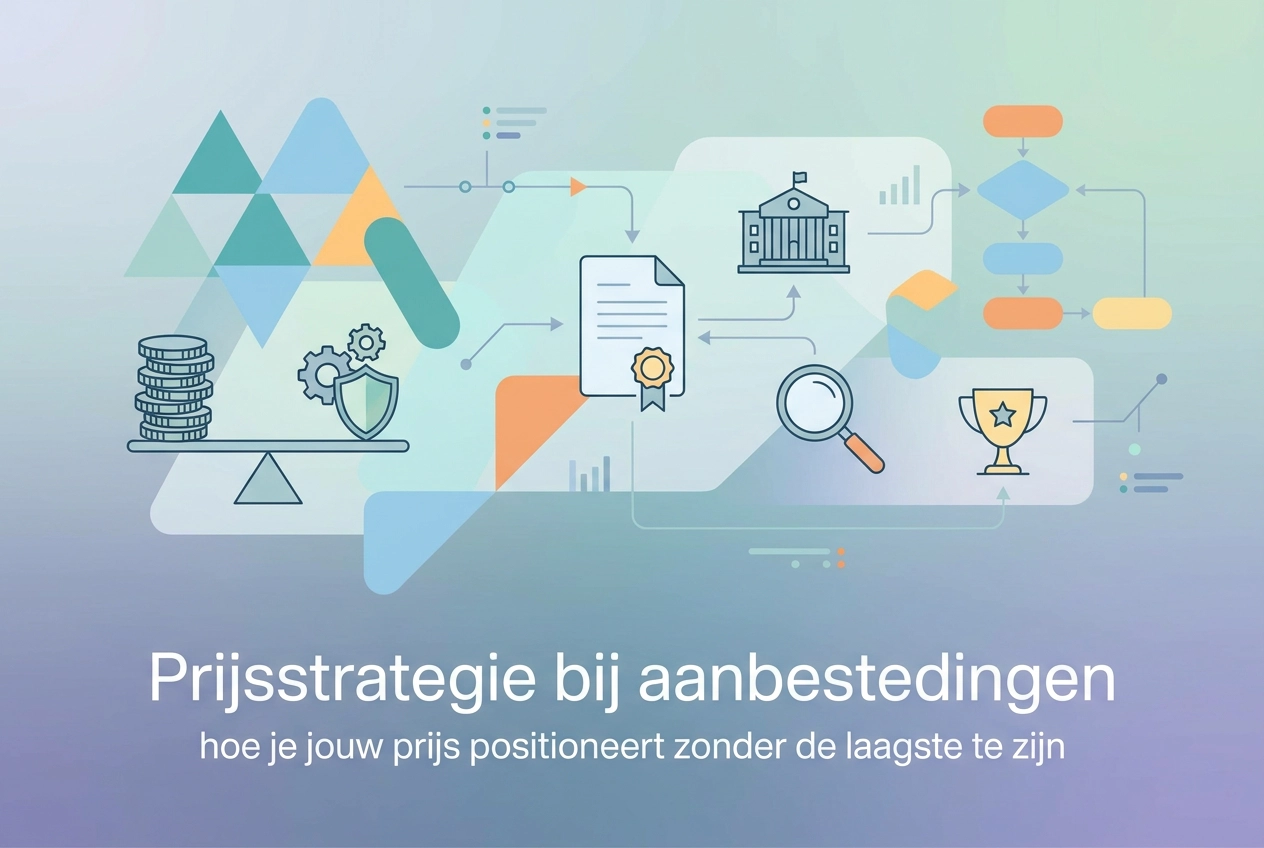 Professional header image for educational tutorial: Prijsstrategie bij aanbestedingen: hoe je jouw prijs posi...