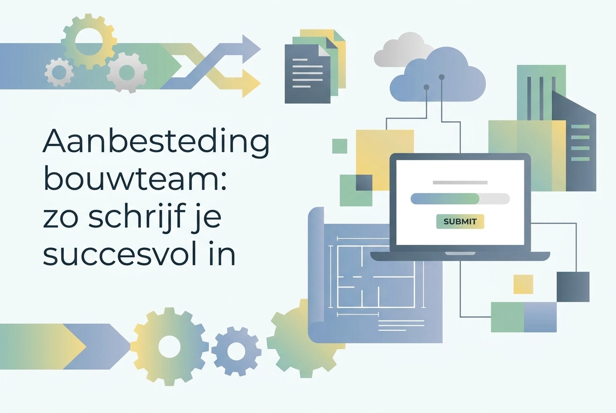 Professional header image for educational tutorial: Aanbesteding bouwteam: zo schrijf je succesvol in