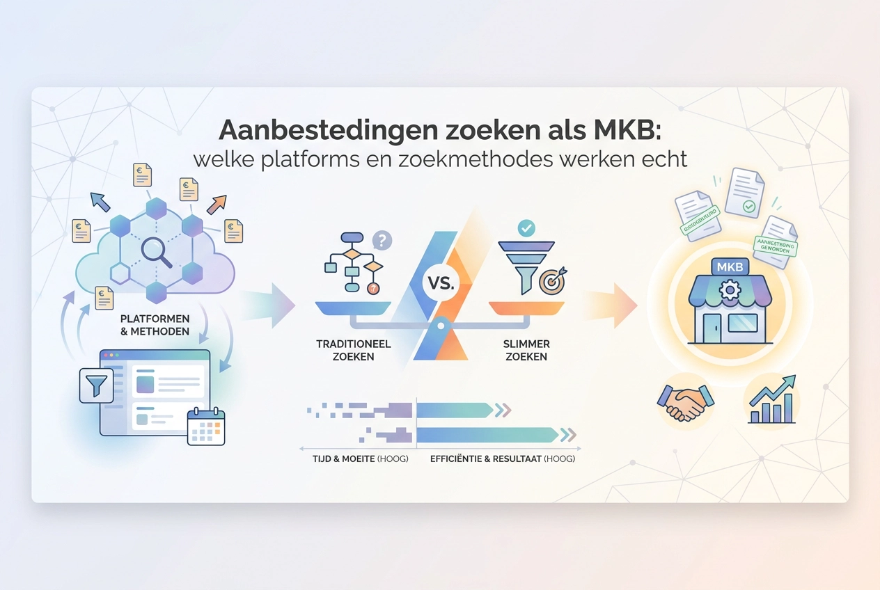 Professional header image for comparison analysis: Aanbestedingen zoeken als MKB: welke platforms en zoekmet...