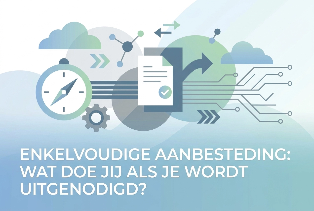 Professional header image for educational tutorial: Enkelvoudige aanbesteding: wat doe jij als je wordt uitge...