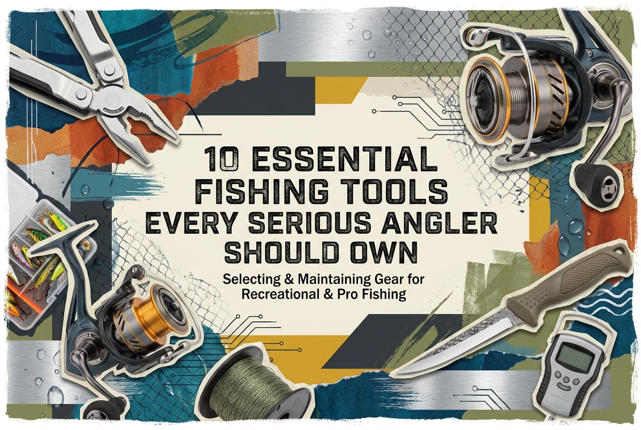 Professional header image for list-based article: 10 Essential Fishing Tools Every Serious Angler Should Own